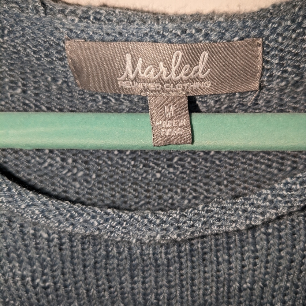 Marled Reunited Blue Anchor Nautical knit sweater Acrylic Medium - Picture 4 of 10